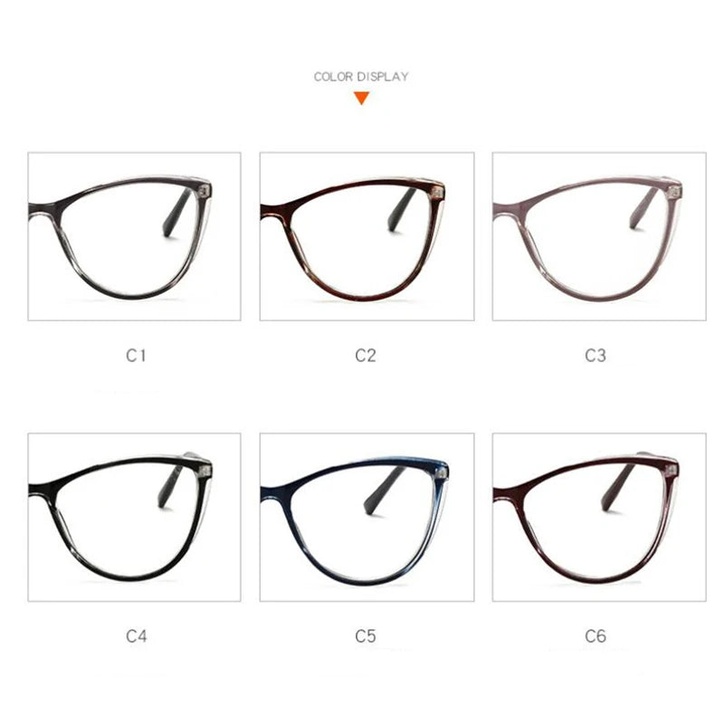 Blu-ray Blocking Cat Eye Nearsighted Eyeglasses Women Men Fashion PC Oval Prescription Spectacle 0 -0.5 -0.75 -1.0 To -6.0