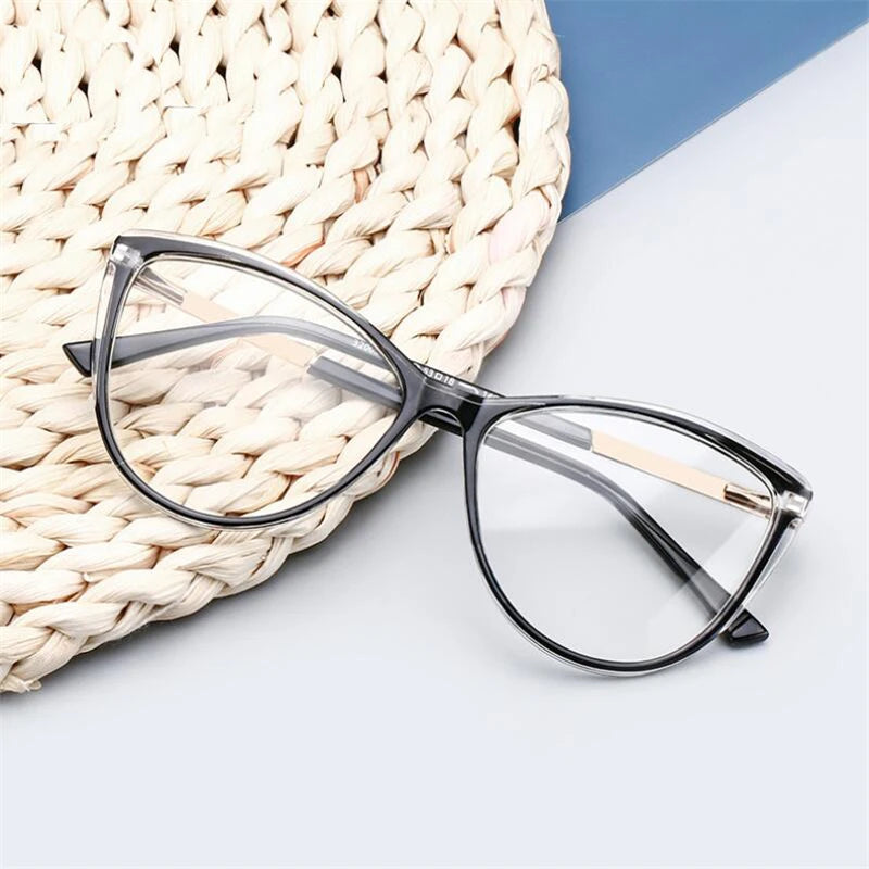 Blu-ray Blocking Cat Eye Nearsighted Eyeglasses Women Men Fashion PC Oval Prescription Spectacle 0 -0.5 -0.75 -1.0 To -6.0