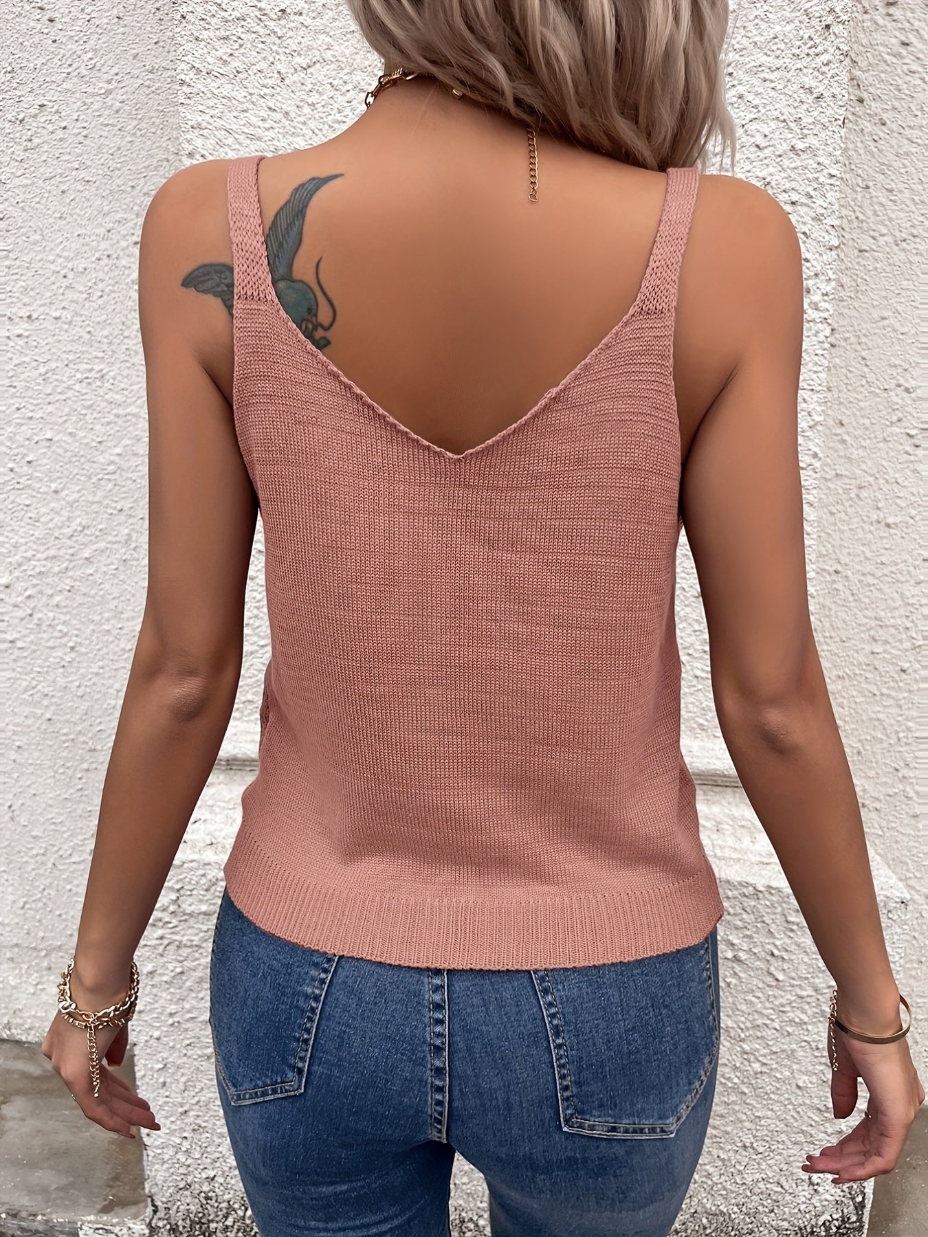 Knitted Tank Top, Sleeveless Casual Knitted Top, Women's Clothing