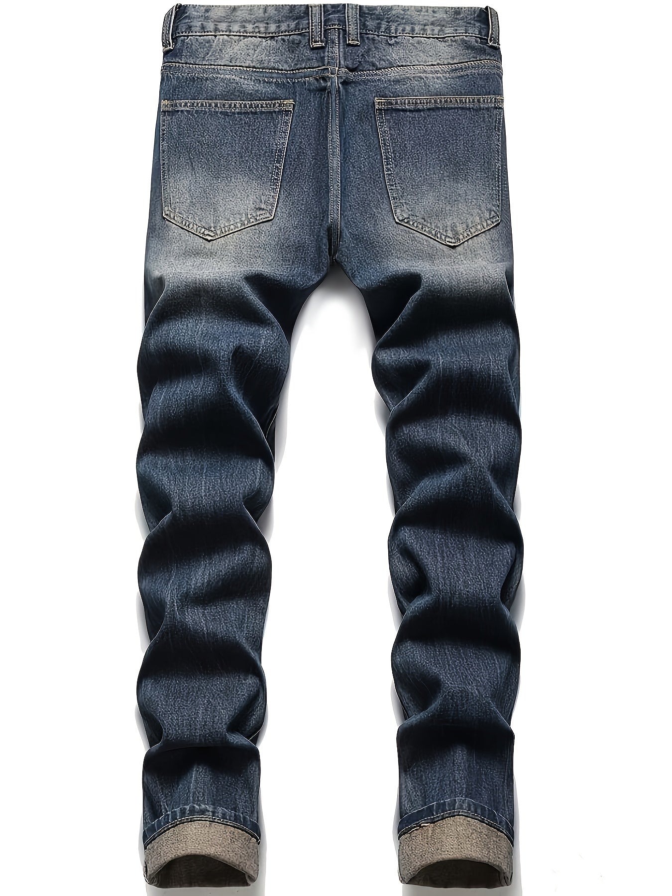 Regular Fit Ripped Jeans, Men's Casual Street Style Distressed Denim Pants For All Seasons