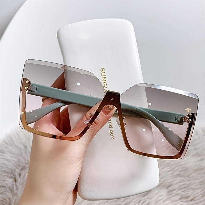 XING YU Ladies Rimless Oversized Fashion Sunglasses Trend Driver Driving Glasses Outdoor Cycling Sports Fishing Sunglasses